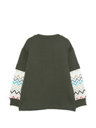 Felpa per bambino Missoni Kids verde con maniche a contrasto MZ4H30 Z3183 70J MISSONI KIDS 