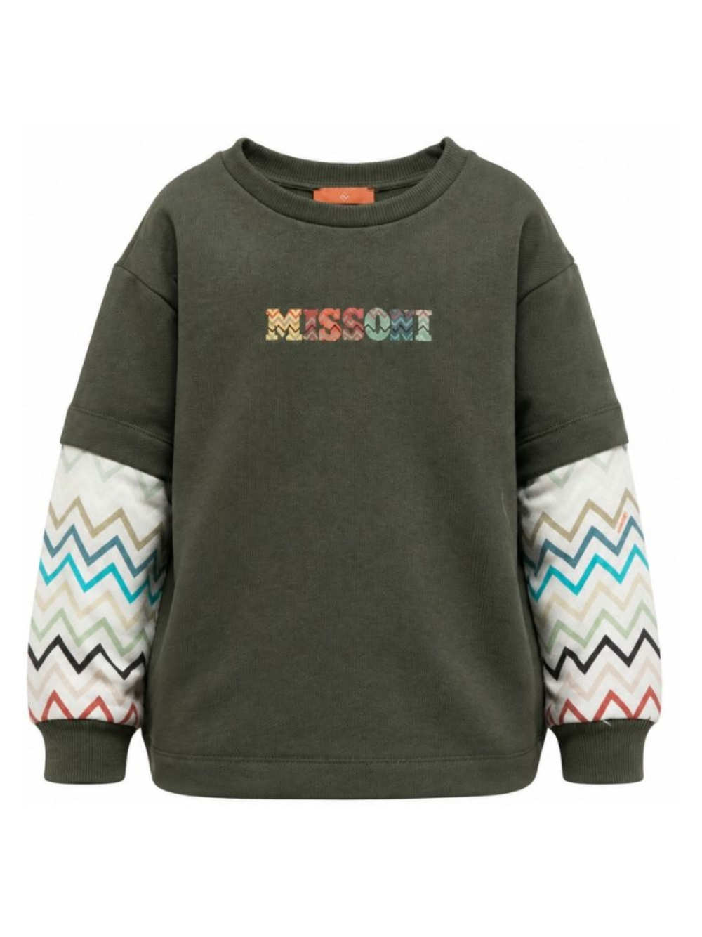Felpa per bambino Missoni Kids verde con maniche a contrasto MZ4H30 Z3183 70J MISSONI KIDS 