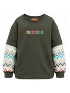 Felpa per bambino Missoni Kids verde con maniche a contrasto MZ4H30 Z3183 70J MISSONI KIDS 