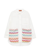 Camicia per bambina Missoni Kids bianca a zigzag MZ5A00 P0013 101 MISSONI KIDS 