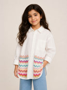 Camicia per bambina Missoni Kids bianca a zigzag MZ5A00 P0013 101 MISSONI KIDS 