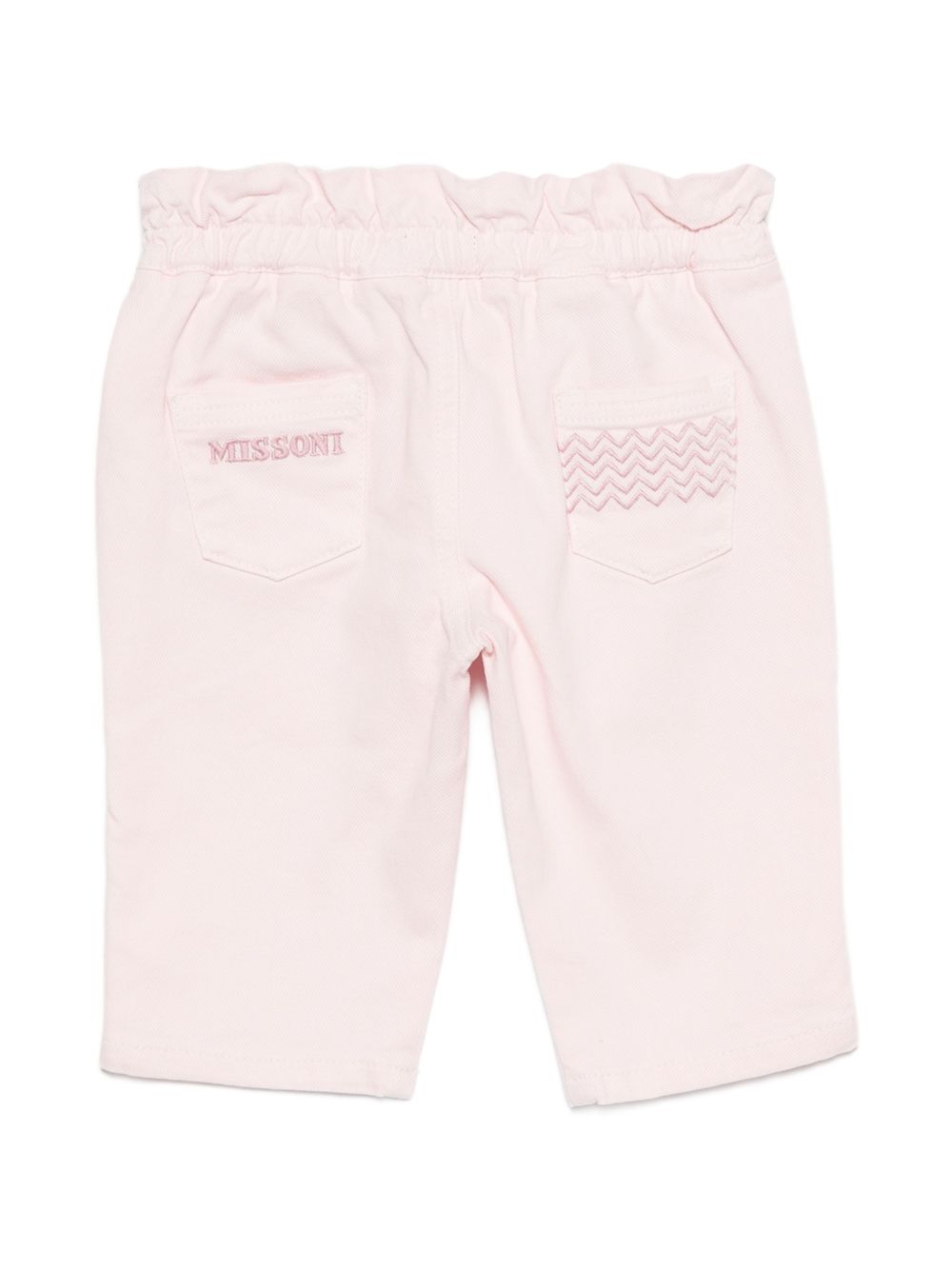 Pantaloni per neonata Missoni Kids rosa con ricamo a zigzag MZ6030 Z3702 52E MISSONI KIDS 