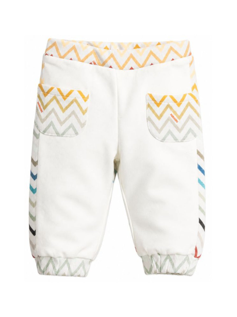 Pantaloni sportivi per neonato Missoni Kids bianchi con motivo a zigzag MZ6300 Z3183 102MC MISSONI KIDS 