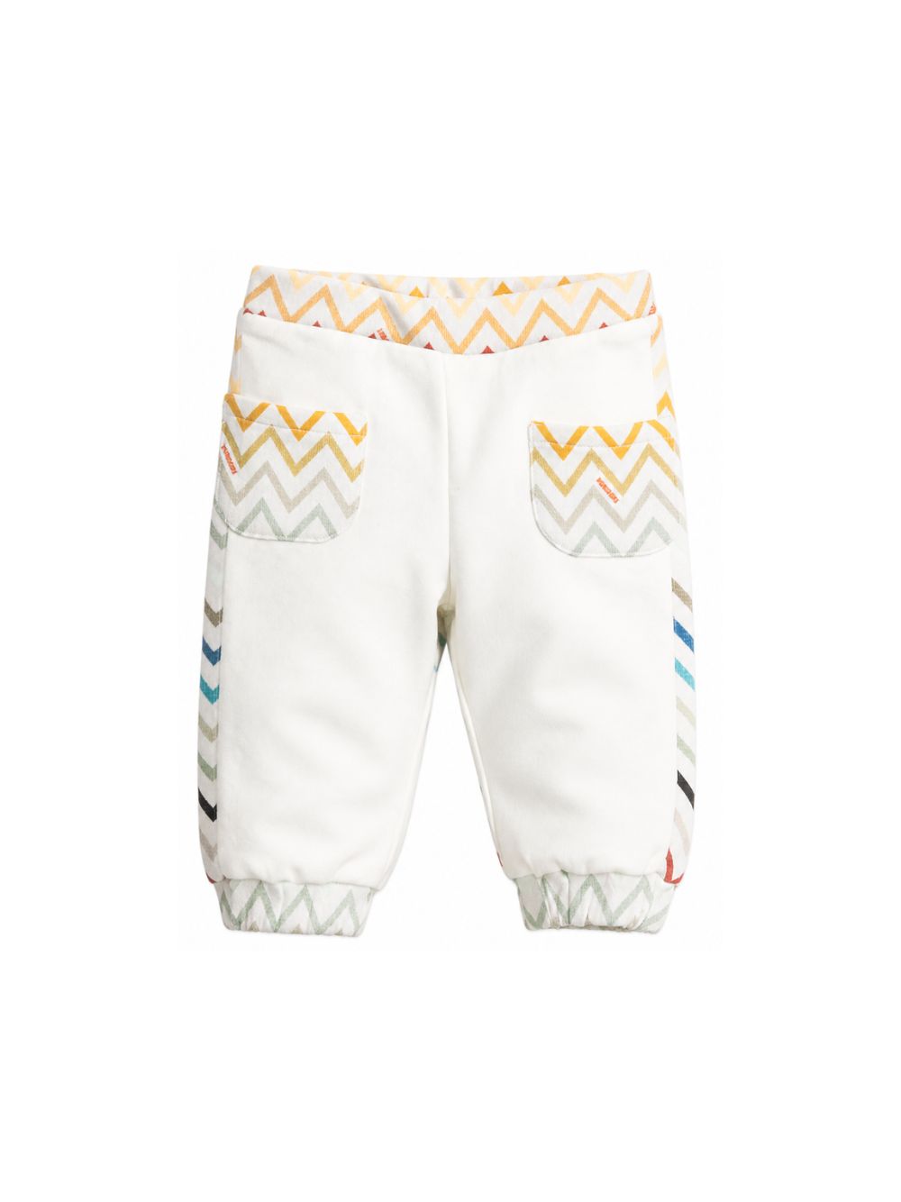 Pantaloni sportivi per neonato Missoni Kids bianchi con motivo a zigzag MZ6300 Z3183 102MC MISSONI KIDS 