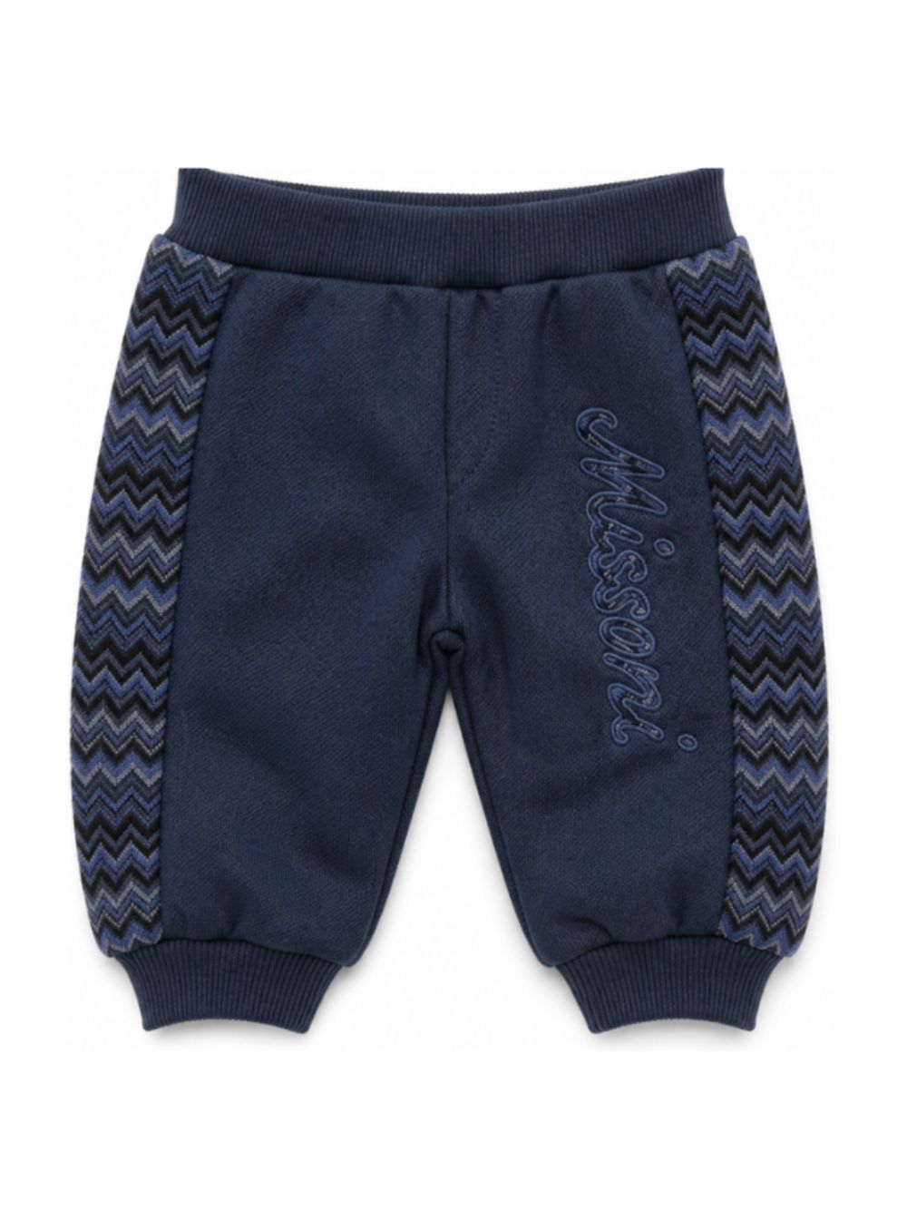 Pantaloni per neonato Missoni Kids blu con inserti con design a zig-zag MZ6350 Z3183 617 MISSONI KIDS 