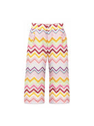 Pantaloni affusolati per bambina Missoni Kids multicolore con stampa a zigzag MZ6A70 N0443 999 MISSONI KIDS 