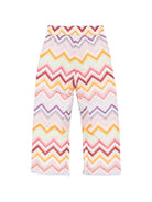 Pantaloni affusolati per bambina Missoni Kids multicolore con stampa a zigzag MZ6A70 N0443 999 MISSONI KIDS 