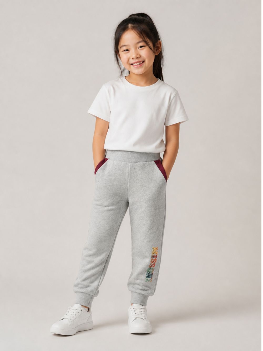 Pantaloni per bambino Missoni Kids grigi con dettaglio logo sulla gamba MZ6H00 Z3188 806 MISSONI KIDS 