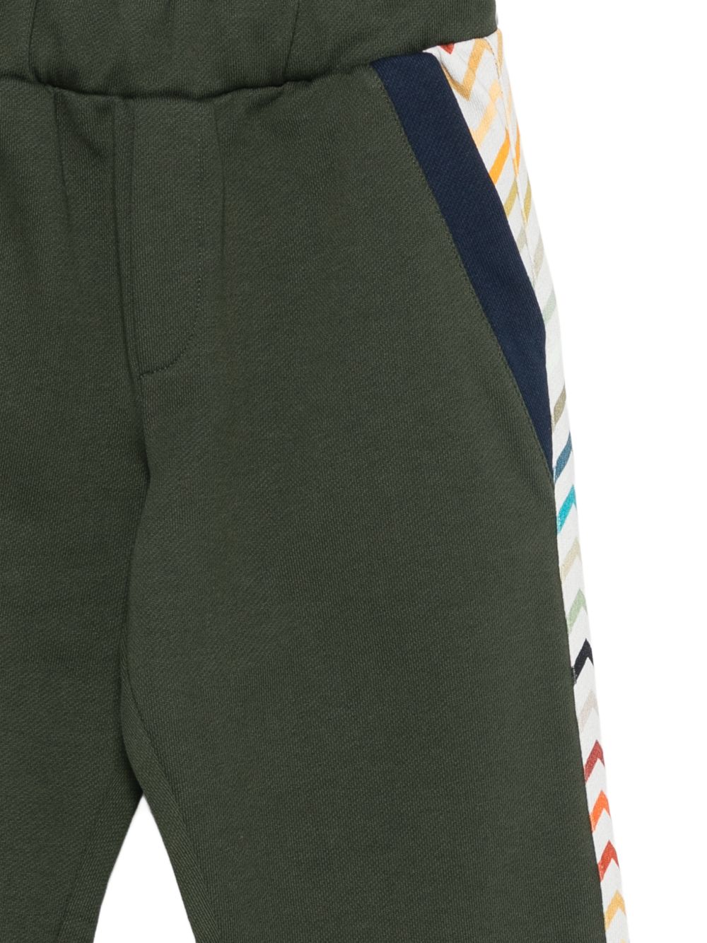 Pantaloni per bambino Missoni Kids verde con bande laterali a zigzag MZ6H10 Z3183 70J MISSONI KIDS 
