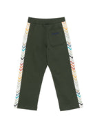 Pantaloni per bambino Missoni Kids verde con bande laterali a zigzag MZ6H10 Z3183 70J MISSONI KIDS 