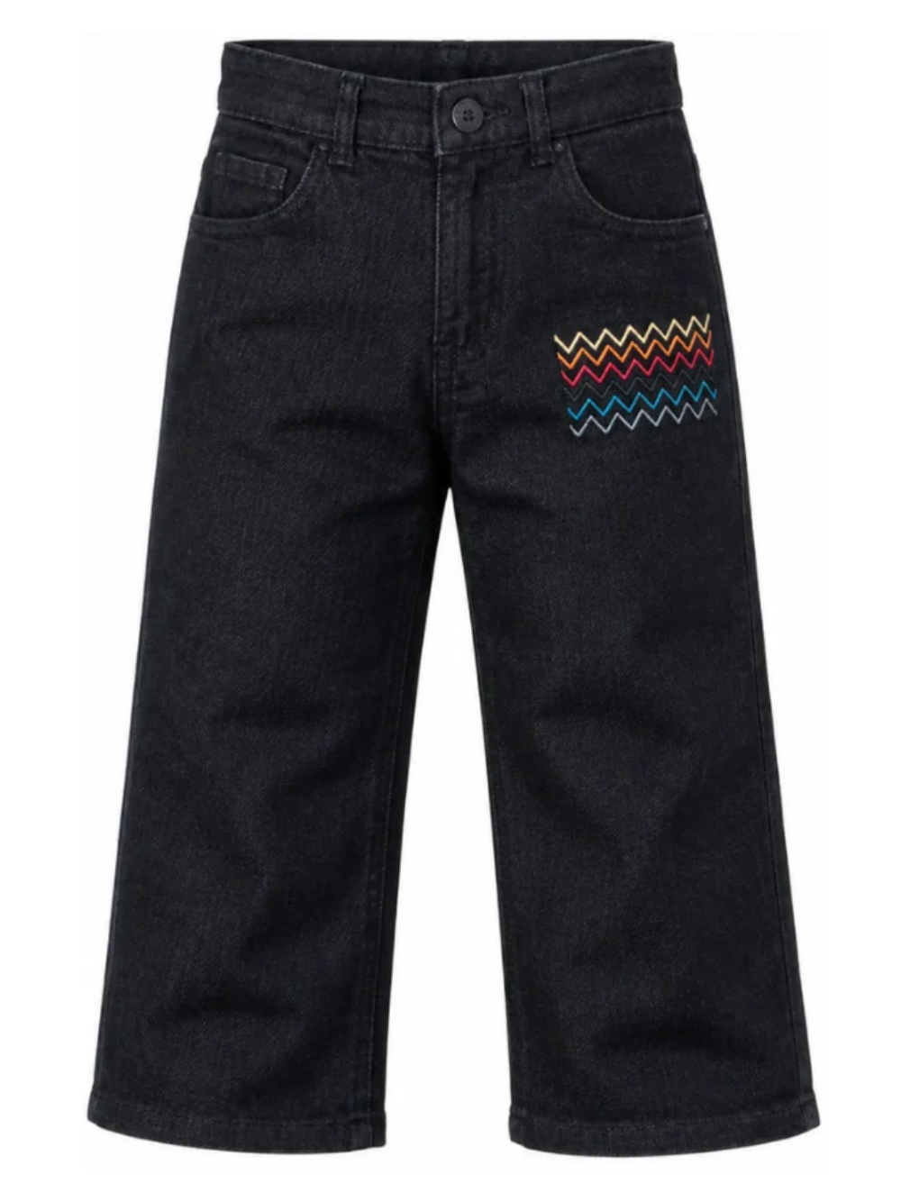 Jeans per bambino Missoni Kids in denim blu con tasca con ricamo a zigzag MZ6H40 Z3664 620 MISSONI KIDS 