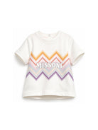 T-shirt per neonati Missoni Kids bianca con stampa zigzag MZ8001 Z3672 102 MISSONI KIDS 
