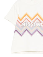 T-shirt per neonati Missoni Kids bianca con stampa zigzag MZ8001 Z3672 102 MISSONI KIDS 