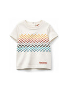 T-shirt per neonato Missoni Kids bianca con stampa zigzag MZ8301 Z3672 102 MISSONI KIDS 