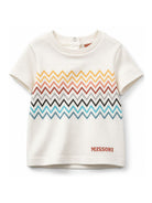 T-shirt per neonato Missoni Kids bianca con stampa zigzag MZ8301 Z3672 102 MISSONI KIDS 