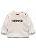 T-shirt per neonato Missoni Kids bianca con dettaglio logo a zigzag MZ8310 Z3672 102 MISSONI KIDS 