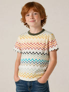 T-shirt per bambino Missoni Kids multicolore con stampa zigzag MZ8H21 Z4094 960MC MISSONI KIDS 
