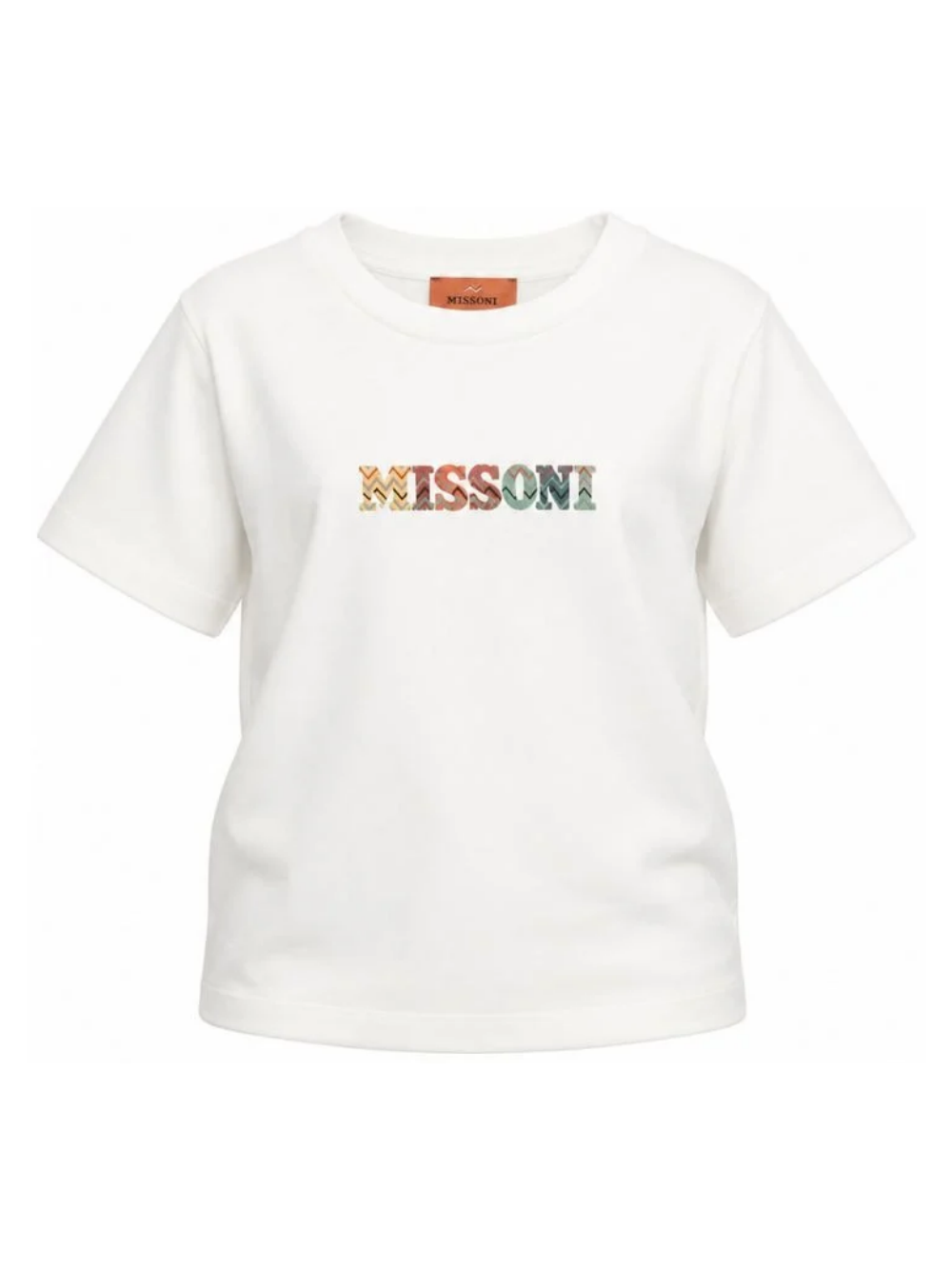 T-shirt per bambini Missoni Kids bianca con scritta logo multicolore MZ8H31 Z3672 102 MISSONI KIDS 