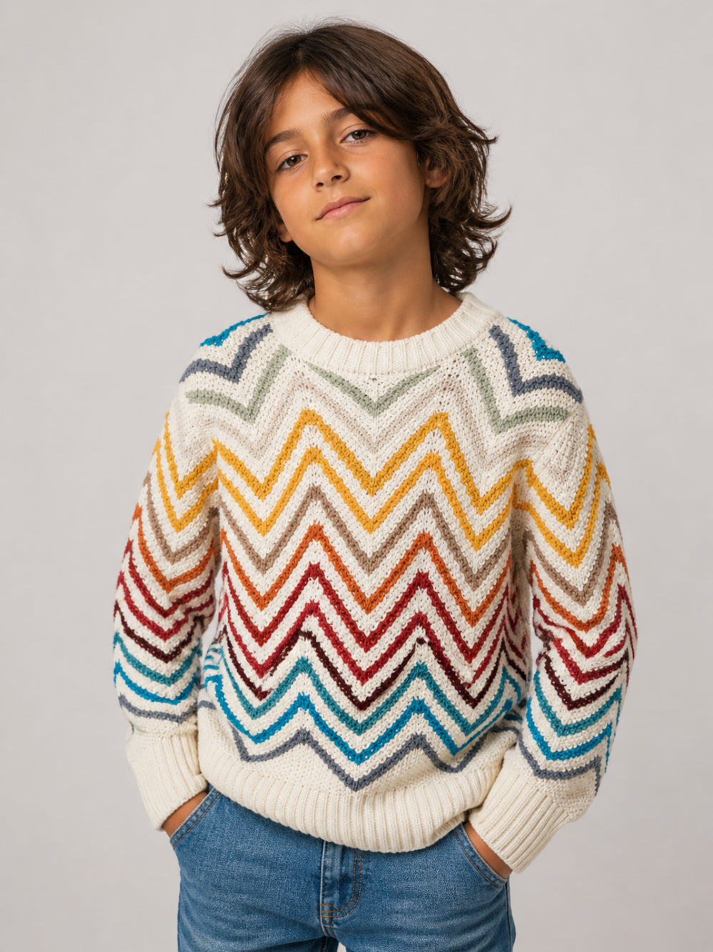 Maglione per bambino Missoni Kids multicolor con cuciture a zigzag MZ9H00 X0224 105MC MISSONI KIDS 
