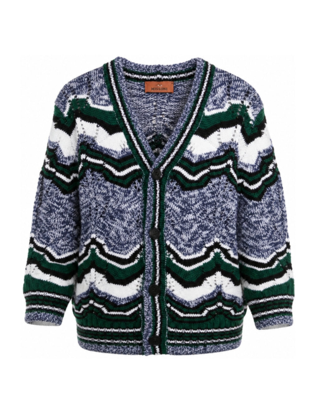 Cardigan per bambino Missoni Kids blu con fantasia a zig-zag MZ9H30 W0012 930MC MISSONI KIDS 