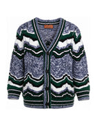Cardigan per bambino Missoni Kids blu con fantasia a zig-zag MZ9H30 W0012 930MC MISSONI KIDS 