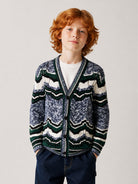 Cardigan per bambino Missoni Kids blu con fantasia a zig-zag MZ9H30 W0012 930MC MISSONI KIDS 