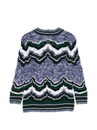 Cardigan per bambino Missoni Kids blu con fantasia a zig-zag MZ9H30 W0012 930MC MISSONI KIDS 