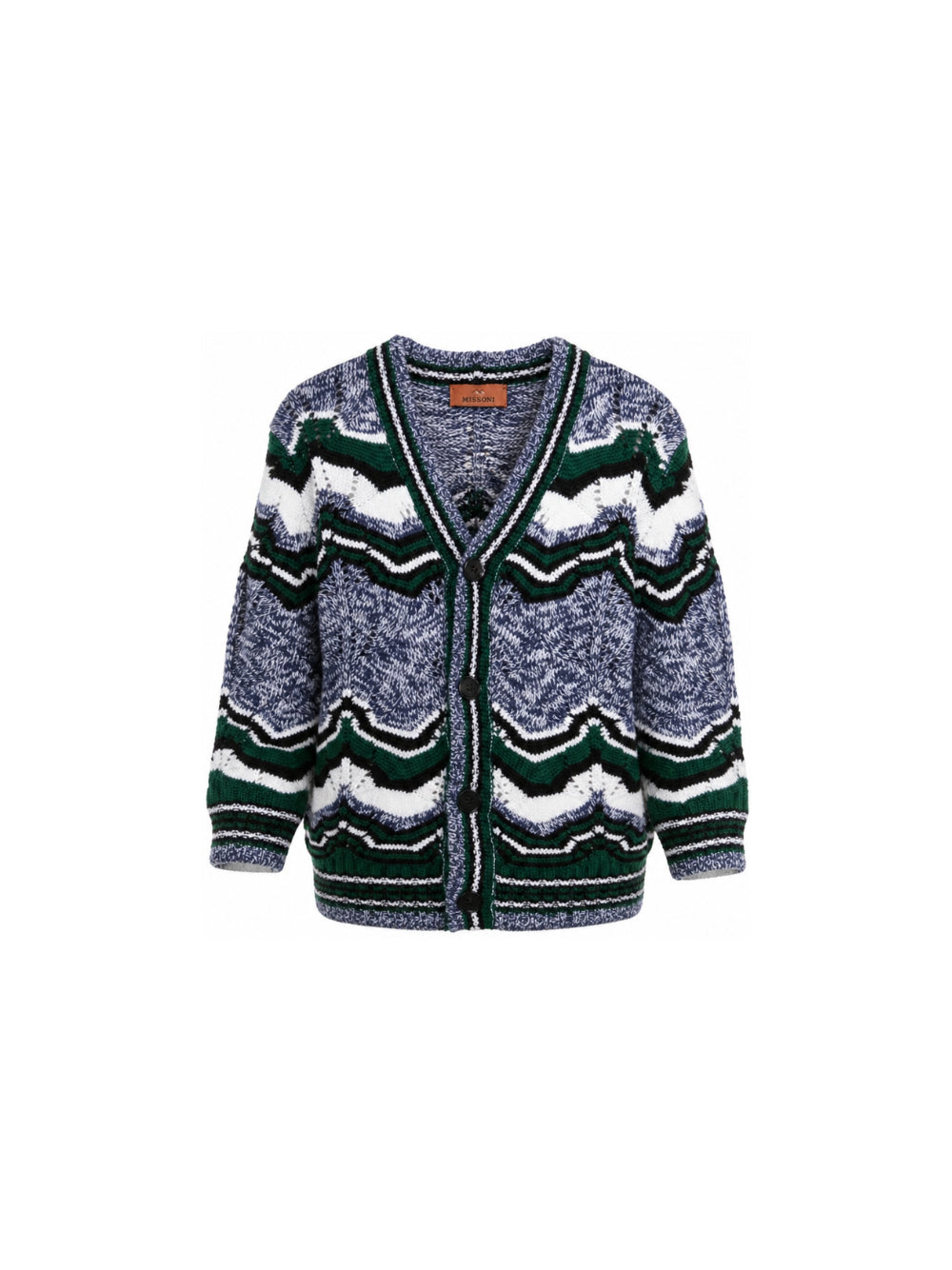 Cardigan per bambino Missoni Kids blu con fantasia a zig-zag MZ9H30 W0012 930MC MISSONI KIDS 