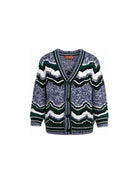 Cardigan per bambino Missoni Kids blu con fantasia a zig-zag MZ9H30 W0012 930MC MISSONI KIDS 