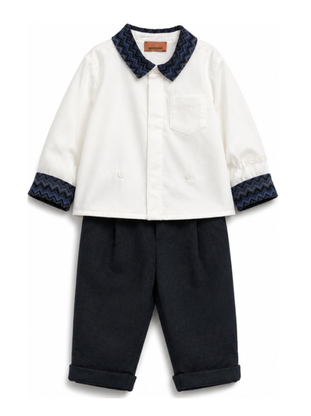 Set camicia e pantaloni per neonato Missoni Kids multicolore con inserti con decorazione a zig-zag MZA300 J0576 621AV MISSONI KIDS 