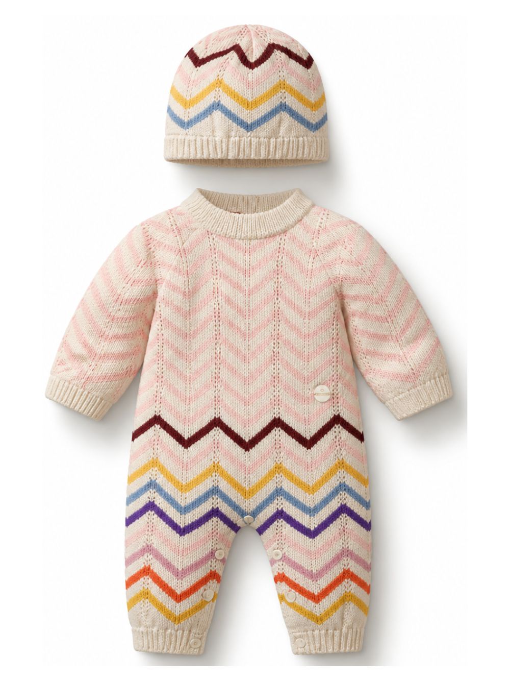 Set tutina e cappellino per neonata Missoni Kids rosa con motivo a zig-zag MZB050 X0224 105MC MISSONI KIDS 