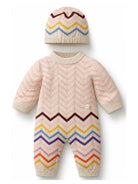 Set tutina e cappellino per neonata Missoni Kids rosa con motivo a zig-zag MZB050 X0224 105MC MISSONI KIDS 