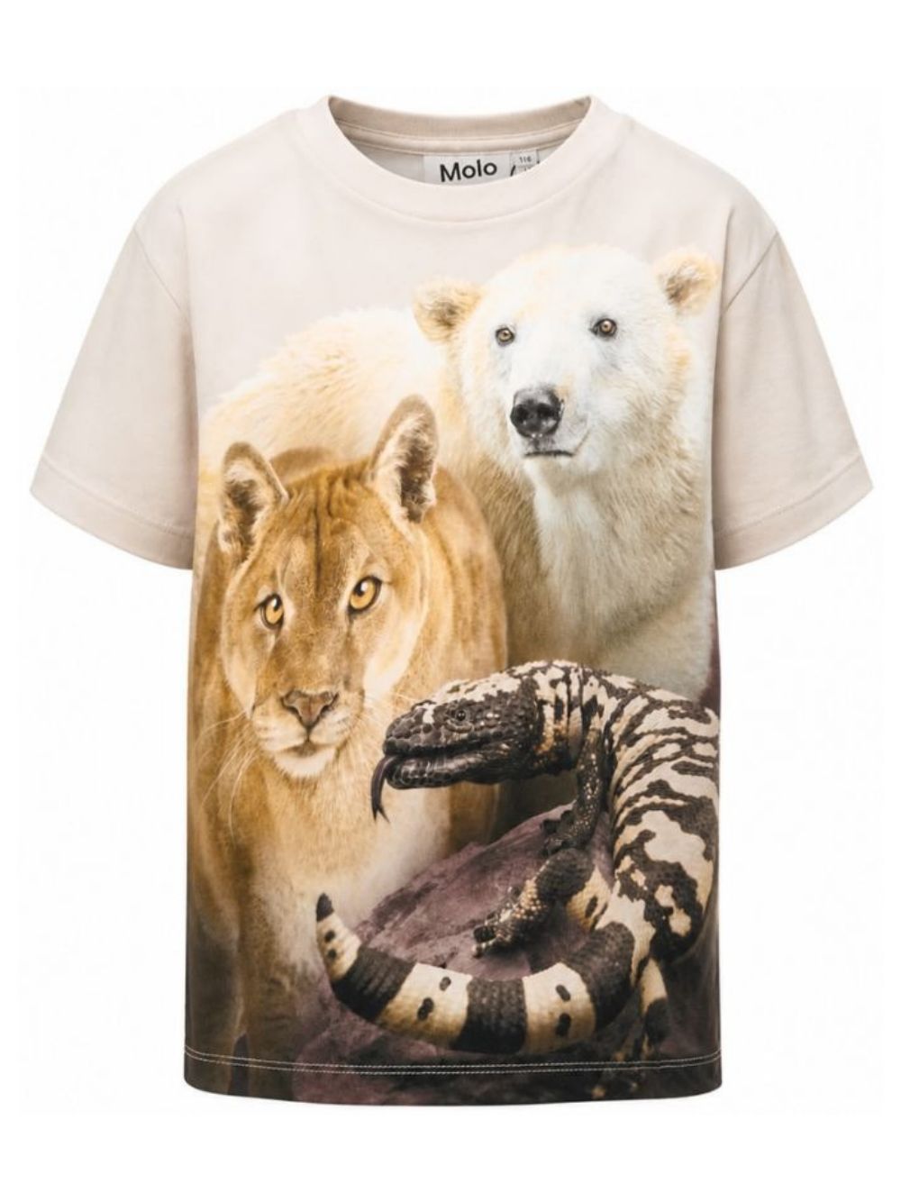 T-shirt per bambino Molo Kids beige con stampa grafica animali 1W26A203 9933 MOLO KIDS 
