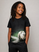 T-shirt per bambino Molo Kids nera con stampa grafica pallone 1W26A203 9943 MOLO KIDS 