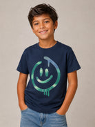 T-shirt per bambino Molo Kids blu navy con stampa smiley 1W26A208 9955 MOLO KIDS 