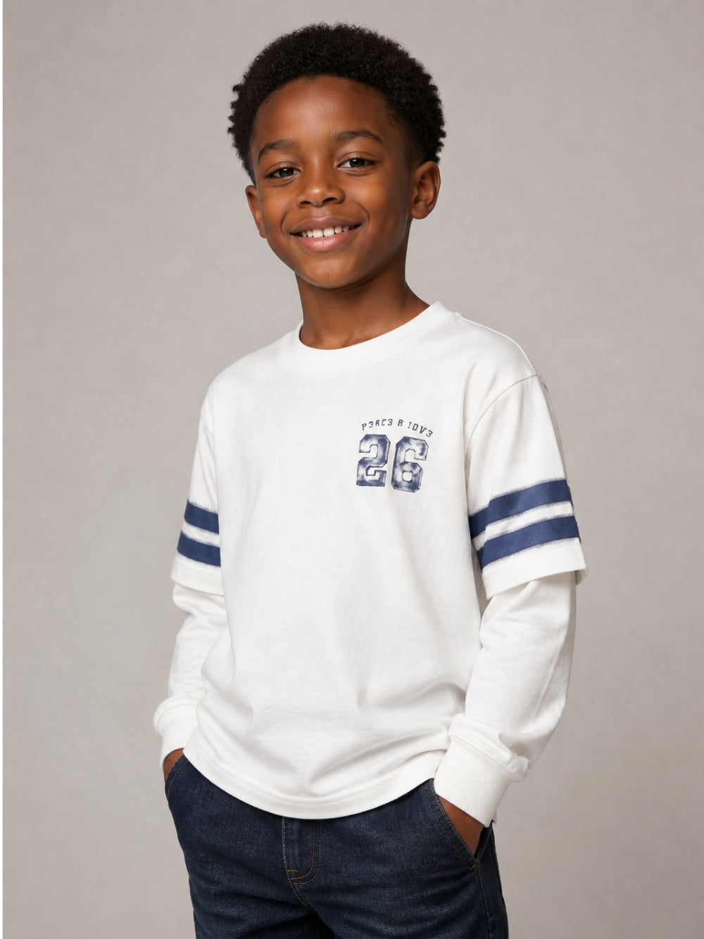 T-shirt per bambino Molo Kids grigia con dettagli sulle maniche 1W26A416 9798 MOLO KIDS 