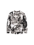 Felpa per bambino Molo Kids bianca e nera con stampa grafica animali all-over 1W26J201 6248 MOLO KIDS 