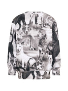 Felpa per bambino Molo Kids bianca e nera con stampa grafica animali all-over 1W26J201 6248 MOLO KIDS 