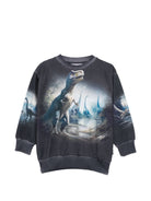 Felpa per bambino Molo Kids blu scuro con stampa dinosauri 1W26J203 9946 MOLO KIDS 