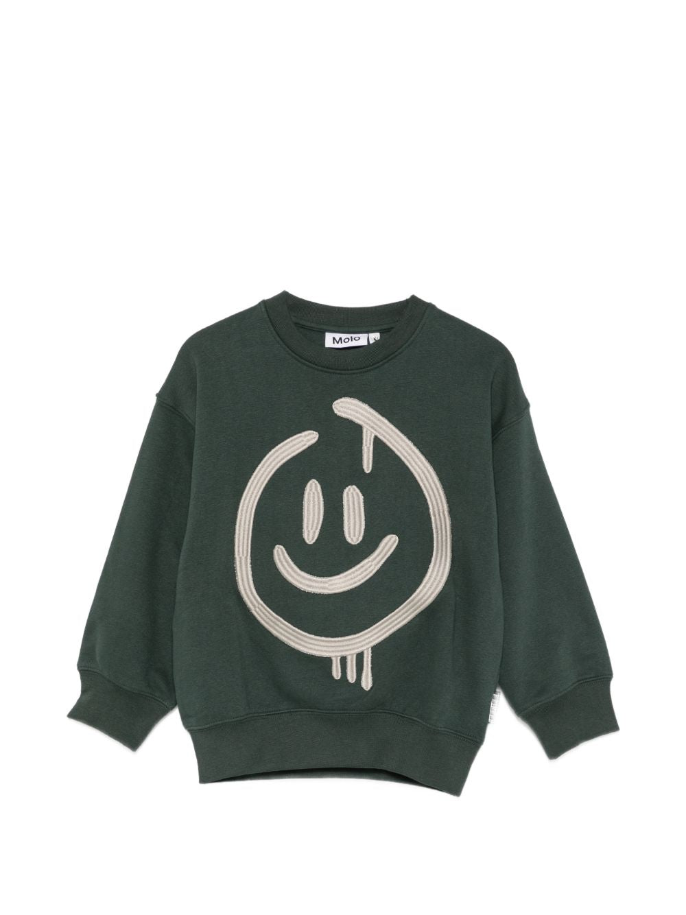 Felpa per bambini Molo Kids verde scuro con motivi ricamati 1W26J204 5721 MOLO KIDS 
