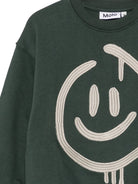 Felpa per bambini Molo Kids verde scuro con motivi ricamati 1W26J204 5721 MOLO KIDS 