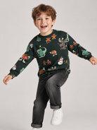 Felpa per bambino Molo Kids verde con stampa grafica all-over 1W26J210 5872 MOLO KIDS 