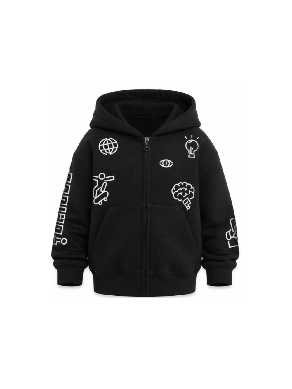 Felpa per bambino Molo Kids nera con stampa grafica all-over 1W26J304 0099 MOLO KIDS 