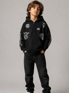 Felpa per bambino Molo Kids nera con stampa grafica all-over 1W26J304 0099 MOLO KIDS 