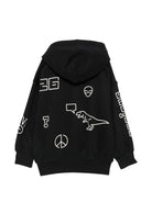 Felpa per bambino Molo Kids nera con stampa grafica all-over 1W26J304 0099 MOLO KIDS 