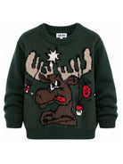 Maglione per bambino Molo Kids verde scuro con motivo alce intarsiato 1W26K201 9959 MOLO KIDS 
