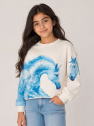 Felpa per bambina Molo Kids bianco con stampa cavalli 2W26A407 5765 MOLO KIDS 