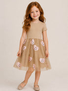 Abito per bambina Molo Kids beige con gonna in tulle con applicazioni 2W26E101 5732 MOLO KIDS 