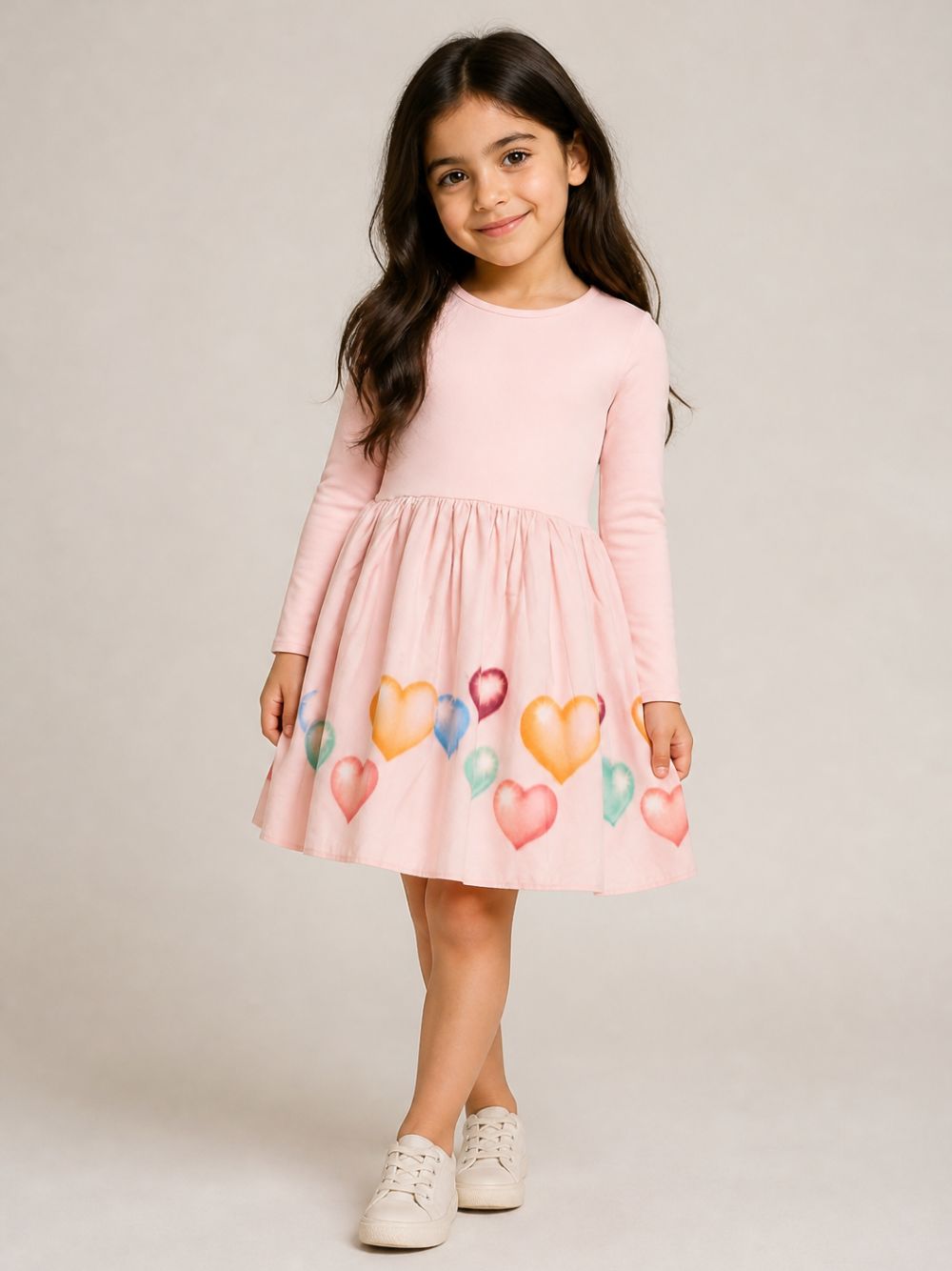 Vestito per bambina Molo Kids rosa con stampa grafica cuori 2W26E203 5745 MOLO KIDS 