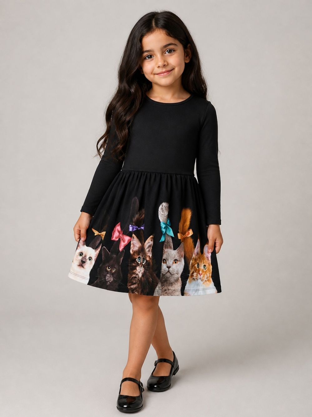 Abito per bambina Molo Kids nero con stampa grafica 2W26E207 5616 MOLO KIDS 